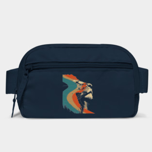 Majestic Lion Head Graphic with Retro 70s Stripes Bag