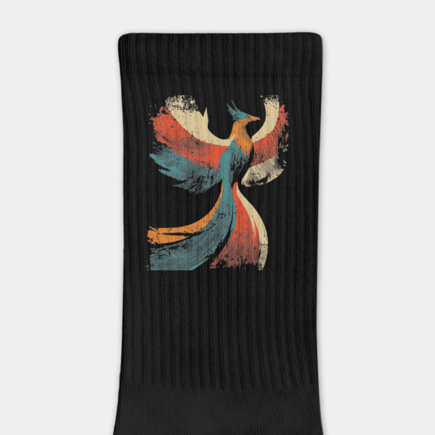 Mythical Phoenix Rising Graphic in Vintage Retro Style by TuncGK