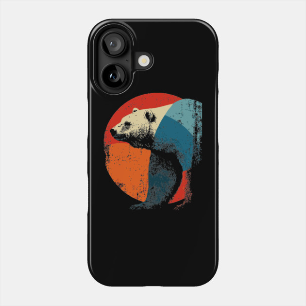 Retro Polar Bear Graphic Art with Vintage Sunset Phone Case by TuncGK