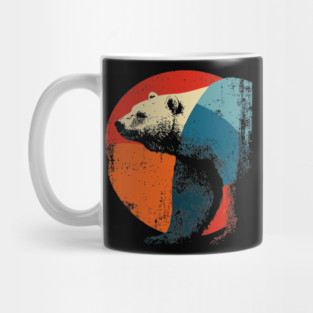 Retro Polar Bear Graphic Art with Vintage Sunset Mug