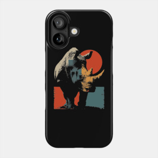 Powerful Rhinoceros Graphic in Bold Retro 70s Style Phone Case