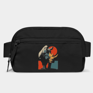 Powerful Rhinoceros Graphic in Bold Retro 70s Style Bag