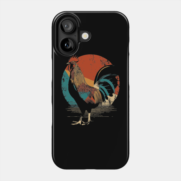 Vintage Rooster Illustration in a Classic Retro Style Phone Case by TuncGK