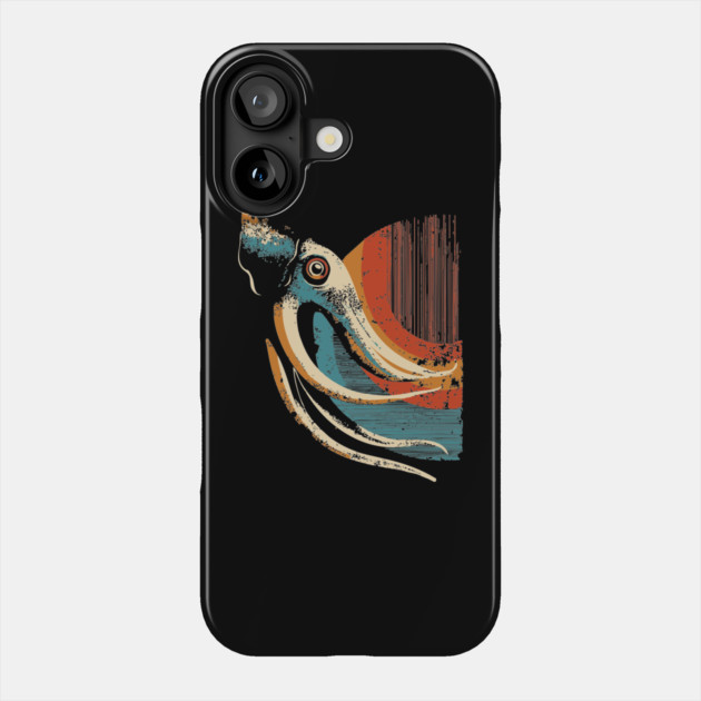 Retro Deep Sea Squid Graphic with Vintage 70s Vibe Phone Case by TuncGK