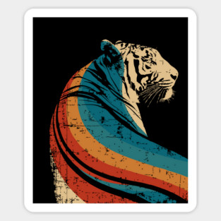 Vintage Striped Tiger Graphic in Classic Retro Style Sticker