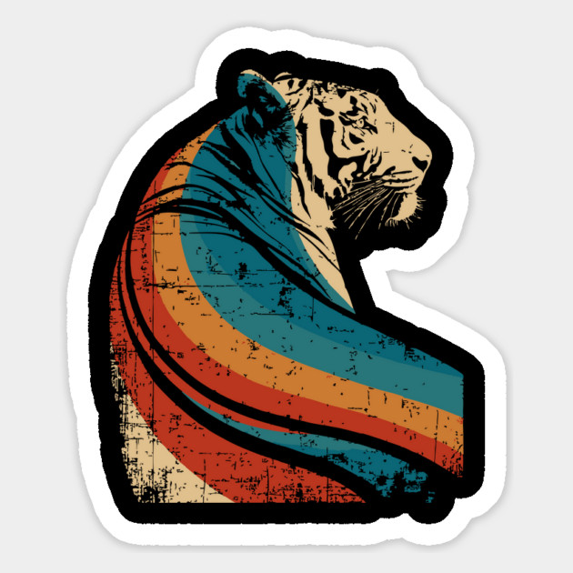 Vintage Striped Tiger Graphic in Classic Retro Style Magnet by TuncGK