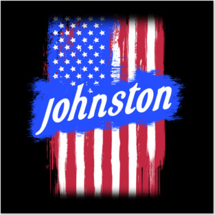 American Flag Johnston Family Gift For Men Women, Surname Last Name Posters and Art
