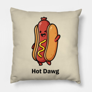 Hot Dawg Wink with Mustard Funny Sausage Pillow