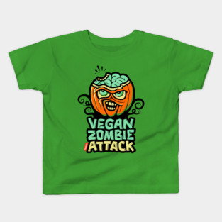 Vegan Zombie Attack – Halloween Pumpkin Horror Kids T-Shirt