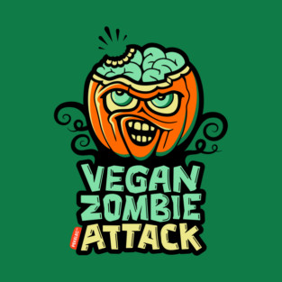 Vegan Zombie Attack – Halloween Pumpkin Horror T-Shirt