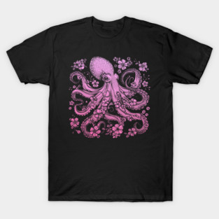 Octopus Pet Flowers Kraken Scuba Diving Surfer Ocean Animal 1 T-Shirt