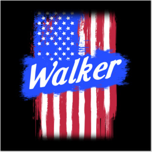 American Flag Walker Family Gift For Men Women, Surname Last Name Posters and Art