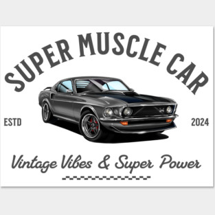 Classic Ford Mustang | Vintage Car Art Posters and Art