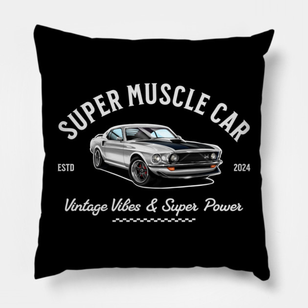 Classic Ford Mustang – Drawing | Vintage Car Art Pillow by monsalveautos