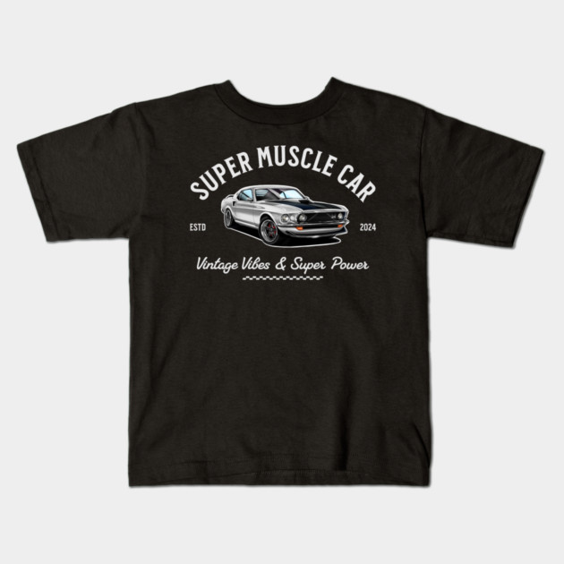 Classic Ford Mustang – Drawing | Vintage Car Art Kids T-Shirt by monsalveautos