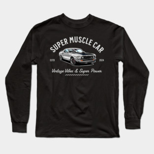 Classic Ford Mustang – Drawing | Vintage Car Art Long Sleeve T-Shirt