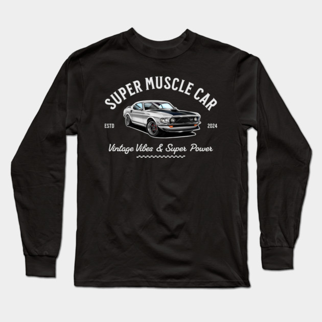 Classic Ford Mustang – Drawing | Vintage Car Art Long Sleeve T-Shirt by monsalveautos
