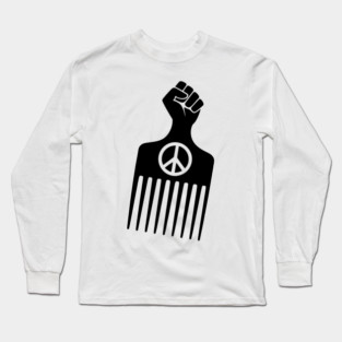 African American Afro Pick Long Sleeve T-Shirt
