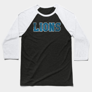 Distressed Detroit Lions Football Baseball T-Shirt