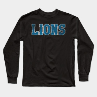Distressed Detroit Lions Football Long Sleeve T-Shirt