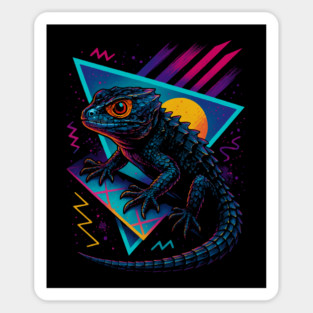 Retro Neon Red Eyed Crocodile Skink Sticker