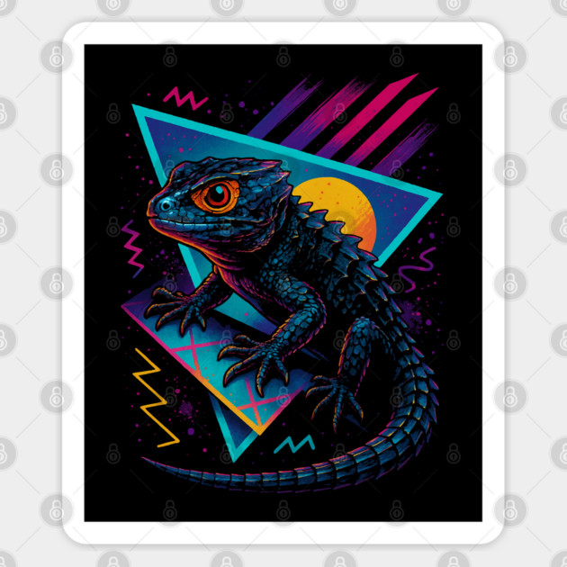 Retro Neon Red Eyed Crocodile Skink Sticker by Reptiq's Store
