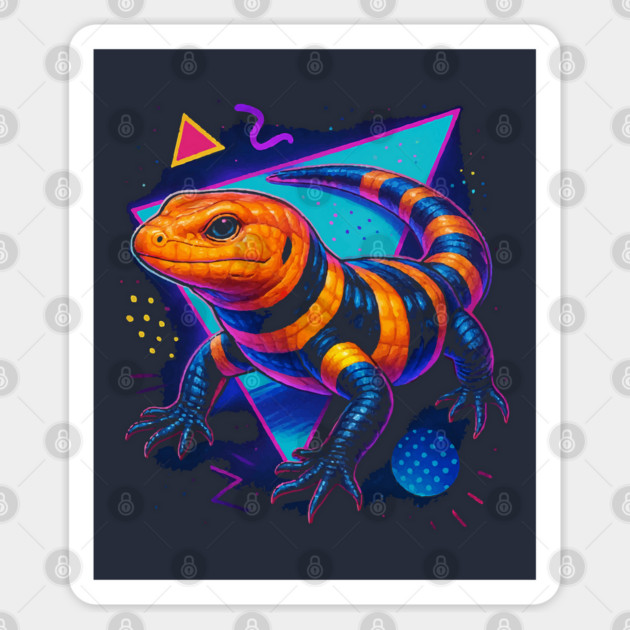Retro Neon Peters Banded Skink Sticker by Reptiq's Store