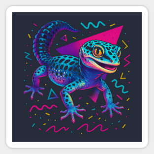 Retro Neon Mack Snow Leopard Gecko Sticker