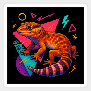 Retro Neon African Fat-tailed Gecko Sticker