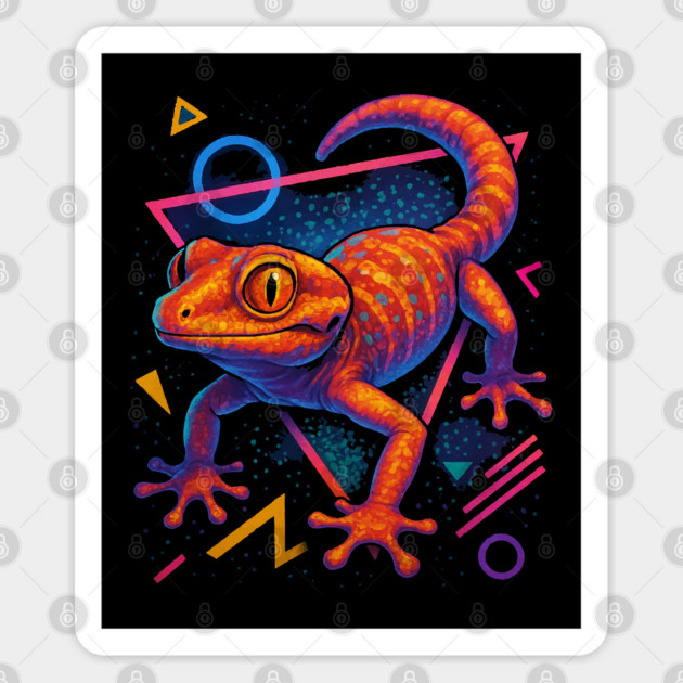 Retro Neon Cat Gecko Sticker by Reptiq's Store