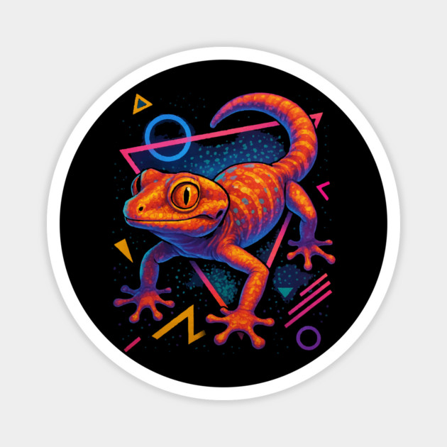 Retro Neon Cat Gecko Magnet by Reptiq's Store