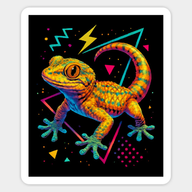 Retro Neon Moorish Gecko Magnet by Reptiq's Store
