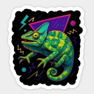 Retro Neon Meller's Chameleon Sticker