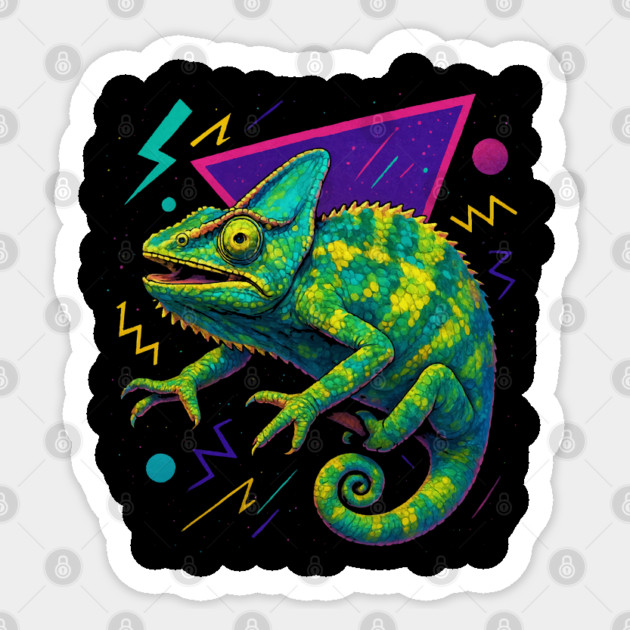 Retro Neon Meller's Chameleon Sticker by Reptiq's Store
