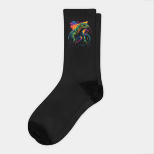 Retro Neon Peach Throat Monitor Socks