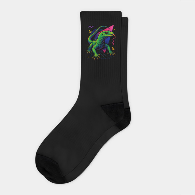 Retro Neon Mangrove Monitor Socks by Reptiq's Store