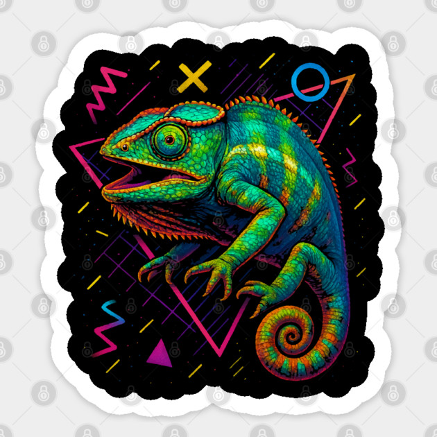 Retro Neon Oustalets Chameleon Sticker by Reptiq's Store