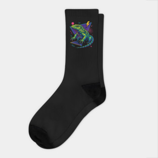Retro Neon Columbian Tegu Socks