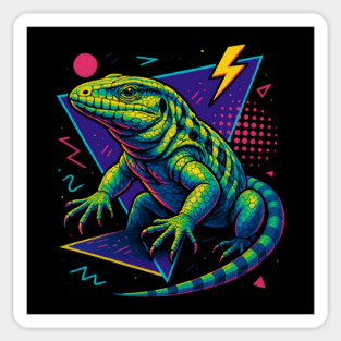 Retro Neon Columbian Tegu Sticker