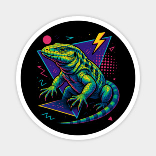 Retro Neon Columbian Tegu Magnet