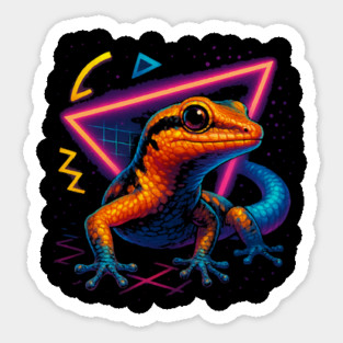 Retro Neon Ashy Gecko Sticker