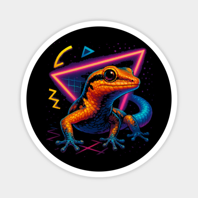 Retro Neon Ashy Gecko Magnet by Reptiq's Store