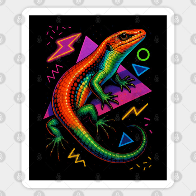 Retro Neon Fire Skink Sticker by Reptiq's Store