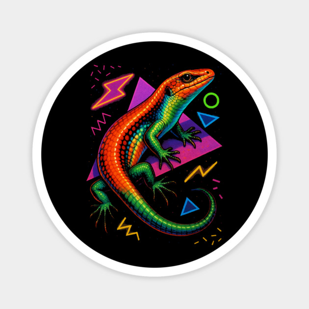 Retro Neon Fire Skink Magnet by Reptiq's Store