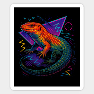 Retro Neon Plated Lizard Sticker
