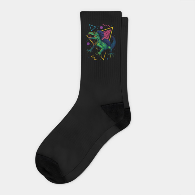 Retro Neon Sailfin Dragon Socks by Reptiq's Store