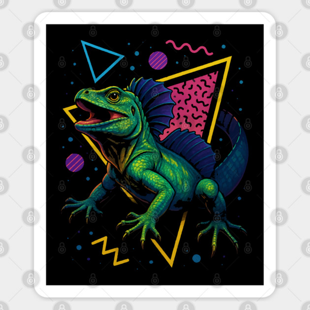 Retro Neon Sailfin Dragon Sticker by Reptiq's Store