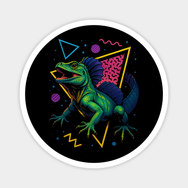 Retro Neon Sailfin Dragon Magnet by Reptiq's Store