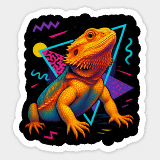 Retro Neon Adult Bearded Dragon Sticker