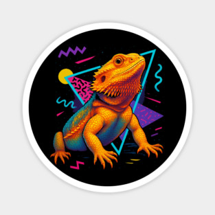Retro Neon Adult Bearded Dragon Magnet